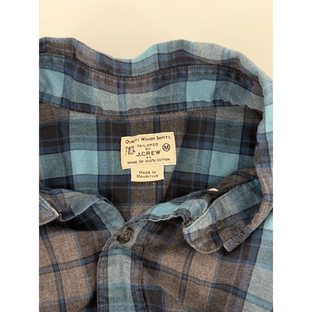 J.Crew Mens Blue Grey Plaid Cotton Button Down Shirt Size M 47166 FA12 - Picture 4 of 10